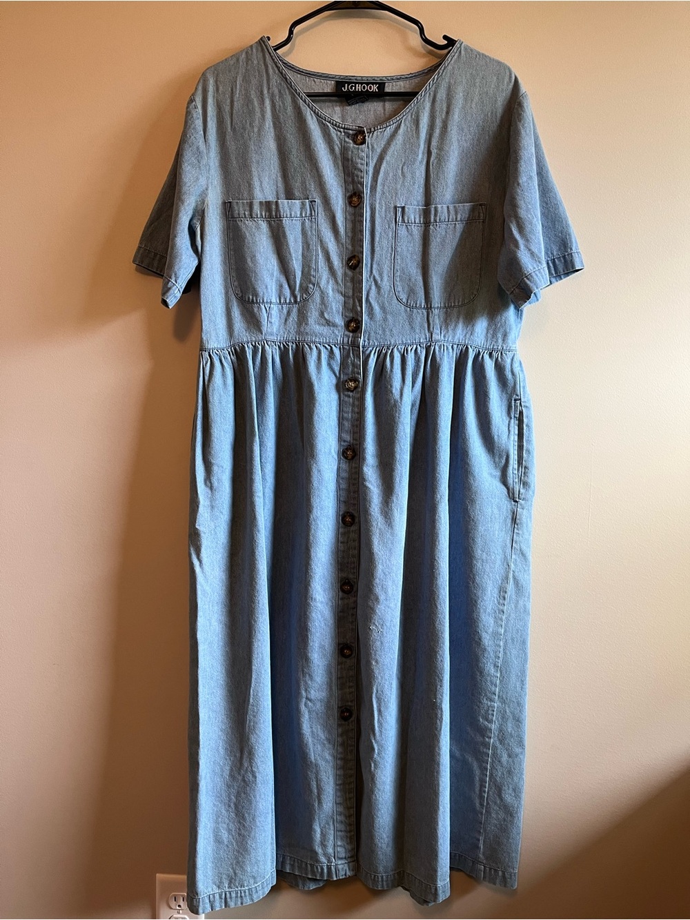 Vintage J. G. Hook Light Blue Cotton Button-Front Dress